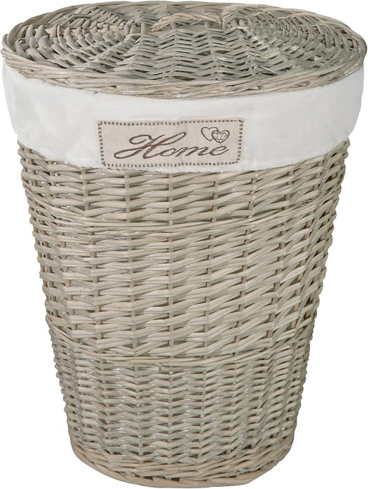 Antique Wash Oval Laundry Basket with Lining