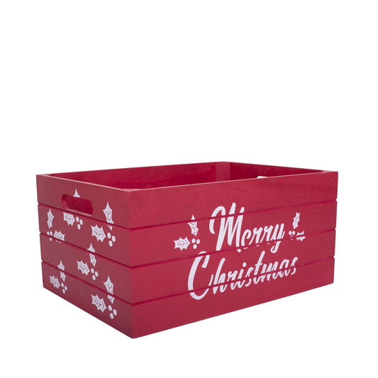 Red Christmas Wooden Crate