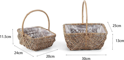 Rectangle Vintage Natural Wicker Garden Storage Basket