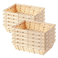 Package of 10-13'' Rectangle Bamboo Natural Color Wicker Bread Basket Retail Shop Display Christmas Hamper (Size: Width 34 cm Depth 25 cm Height 9 cm)