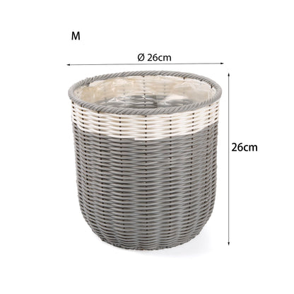 2 Pieces of 10'' Decorative Artifical Wicker Both Indoor and Outdoor Planter Flower Pot with waterproof liner Wedding Decoration Decorative Home Basket