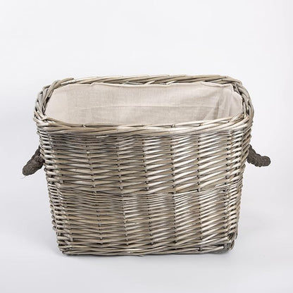 Antique Wash Rope Handled Log Basket with Lining