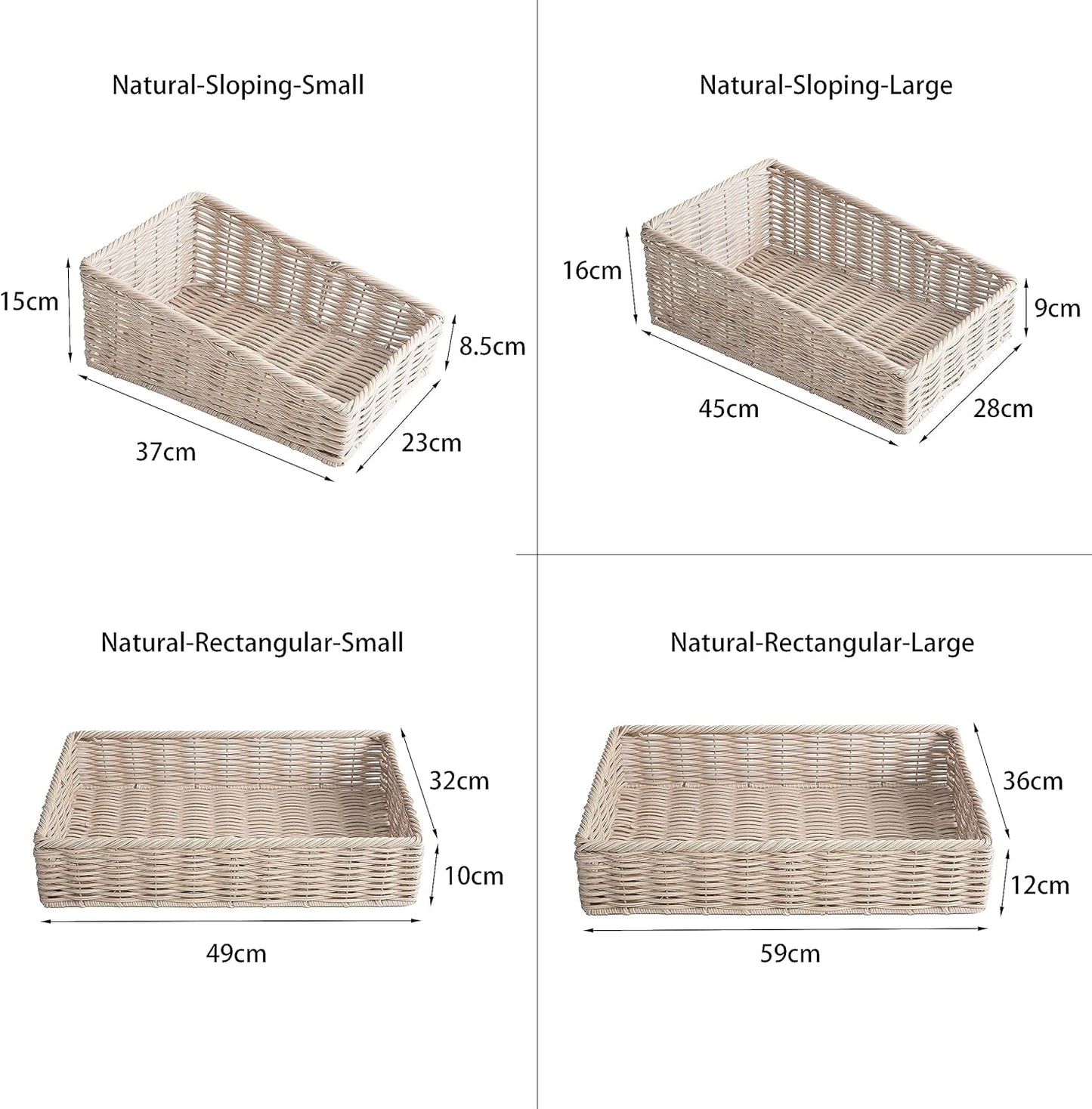 Rectangle Artificial Wicker Storage and Display Basket