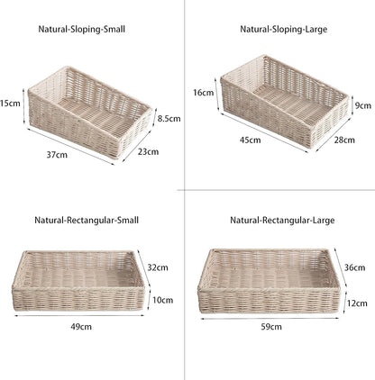 Rectangle Artificial Wicker Storage and Display Basket