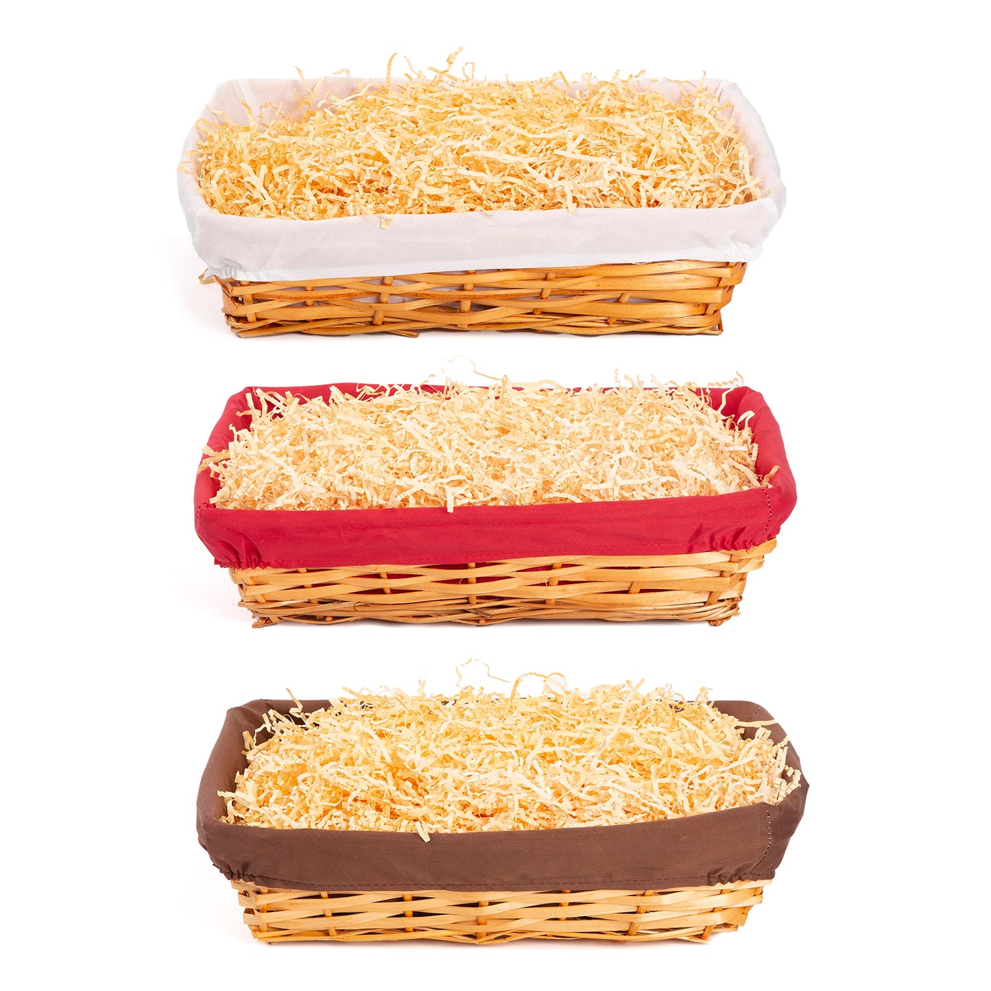 5 X Honey Wicker Hampers With Liner Retail Display Tray Christmas Gift Basket Kitchen Storage Basket