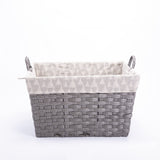 Faux Wicker Home Storage Basket with Liner with Handles Laundry Basket Toys Collection Basket