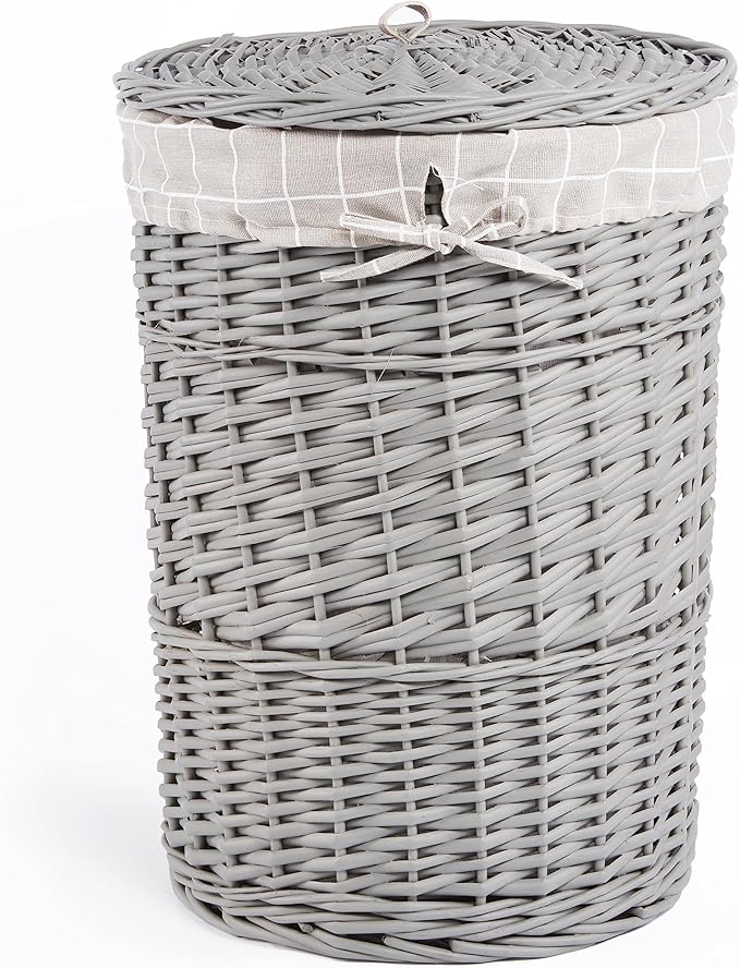 Grey Round Laundry Basket with Lining