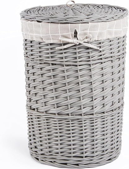 Grey Round Laundry Basket with Lining