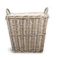 Square Rustic Countryside Style Chunky Wicker Fireside Heavy Duty Log Basket