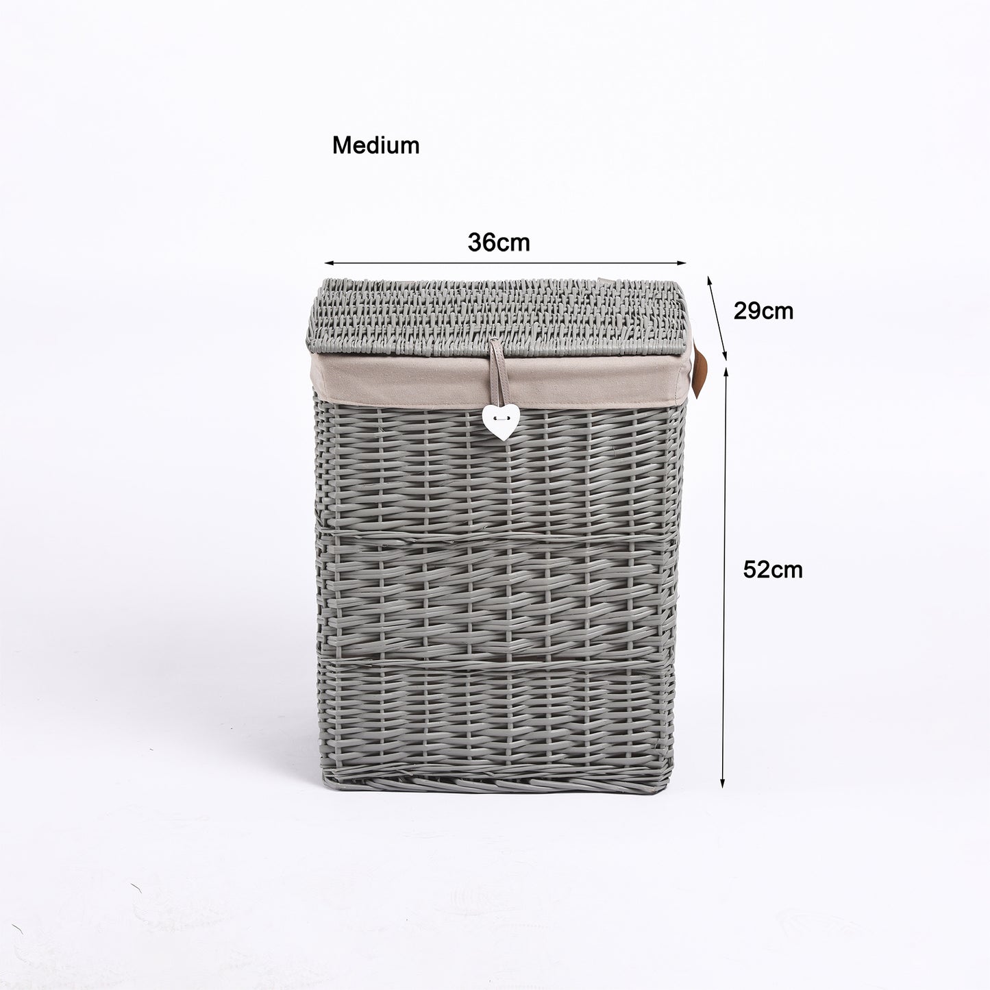 Premium Grey Paint Laundry Wicker Basket Cotton Lining With Lid Bathroom Storage