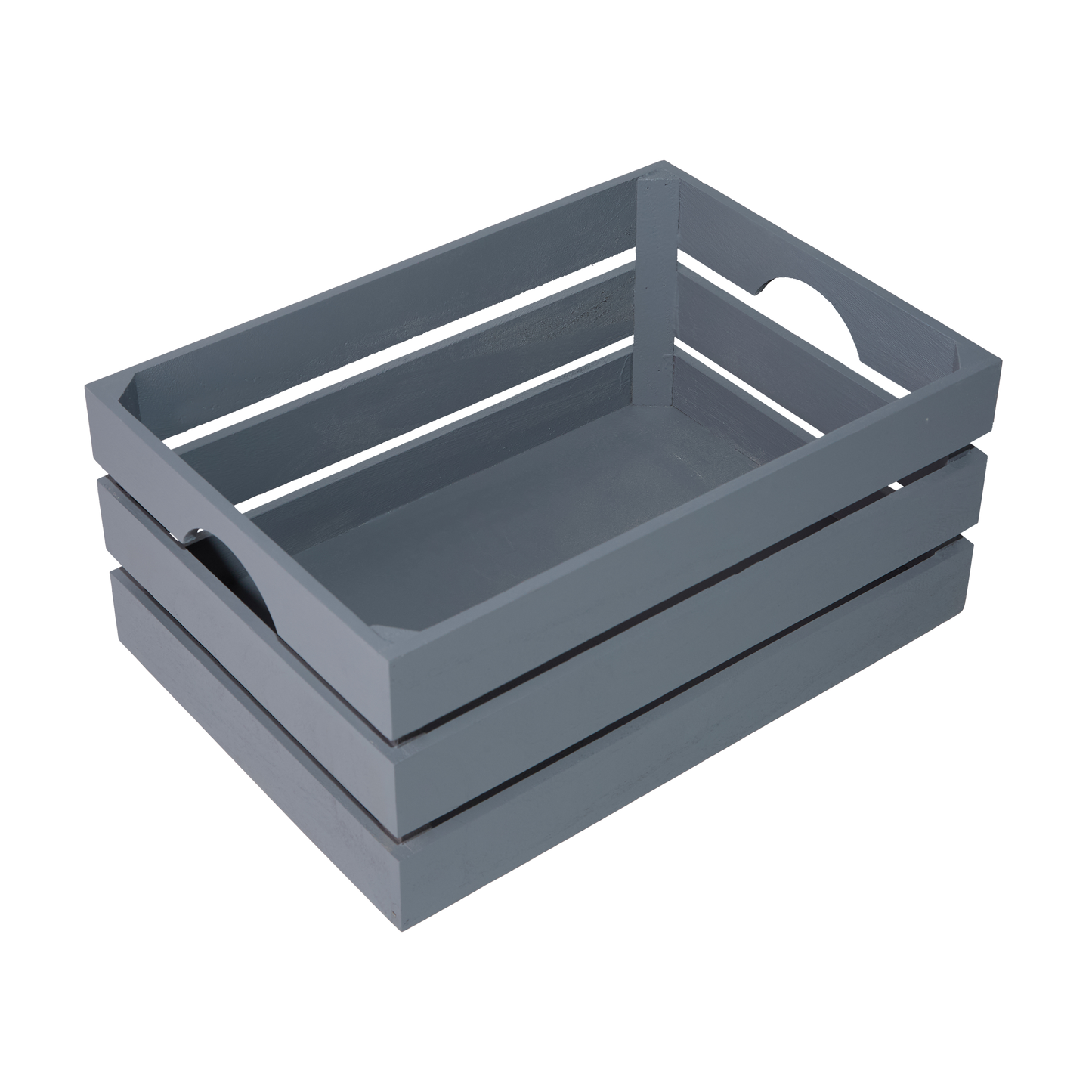 Grey Slatted Wooden Crate