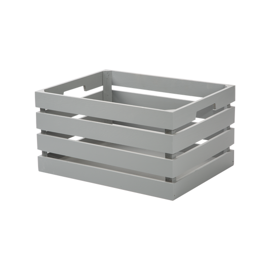 Grey Slatted Wooden Crate