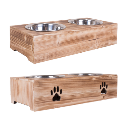 Wooden Dog Feeding Station