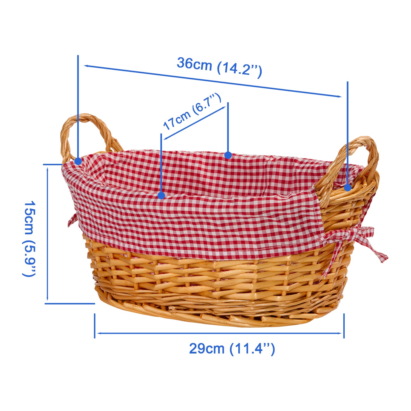 Wicker Basket with Liner and Handles Home Storage Hamper Collection and Decoration