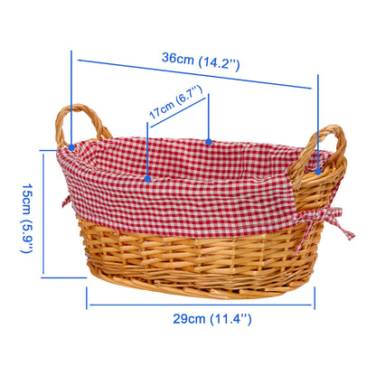 Wicker Basket with Liner and Handles Home Storage Hamper Collection and Decoration