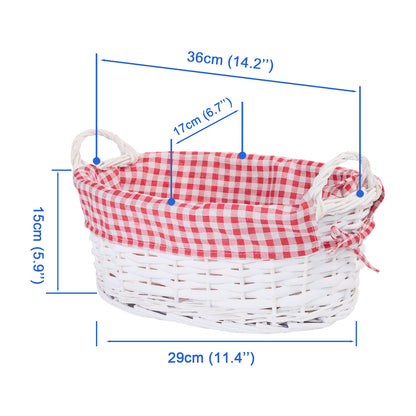 Wicker Basket with Liner and Handles Home Storage Hamper Collection and Decoration