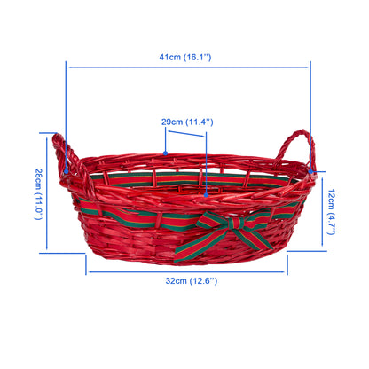 Wicker Basket with Handles and Bowknot Home Collection Storage Basket Display Decoration Gift Shelf Hamper