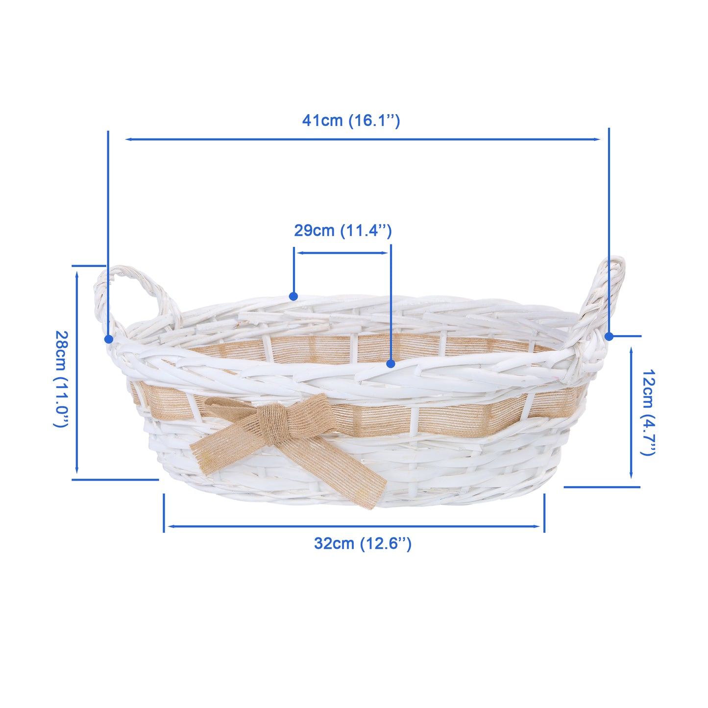 Wicker Basket with Handles and Bowknot Home Collection Storage Basket Display Decoration Gift Shelf Hamper