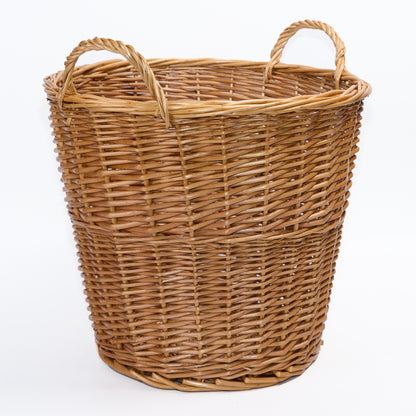 Wickerfield Round Wicker Storage Basket with Handle, Fireplace Accessories, Large Log Baskets for Wood Burner and Indoor Log Store