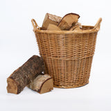 Wickerfield Round Wicker Storage Basket with Handle, Fireplace Accessories, Large Log Baskets for Wood Burner and Indoor Log Store