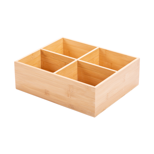 Bamboo Table Organiser - 4 Compartments