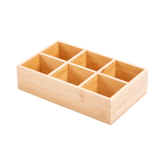 Bamboo Table Organiser - 6 Compartments