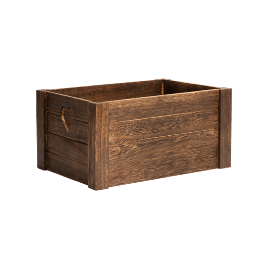 Brown Heart Cut-out Wooden Crate