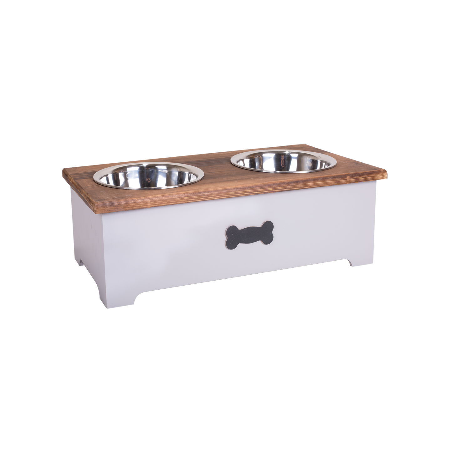 Brown and Grey Dog Feeding Station