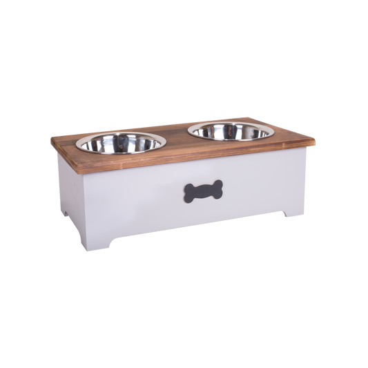 Brown and Grey Dog Feeding Station