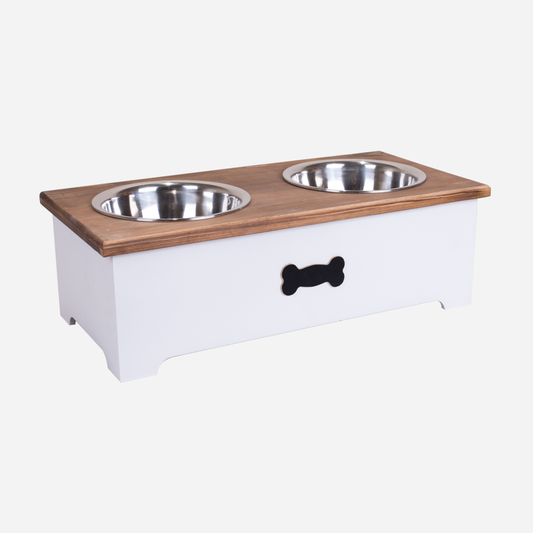 Brown and White Dog Feeding Station