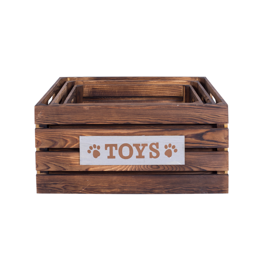 Dog Toy Storage Box Wooden Crate