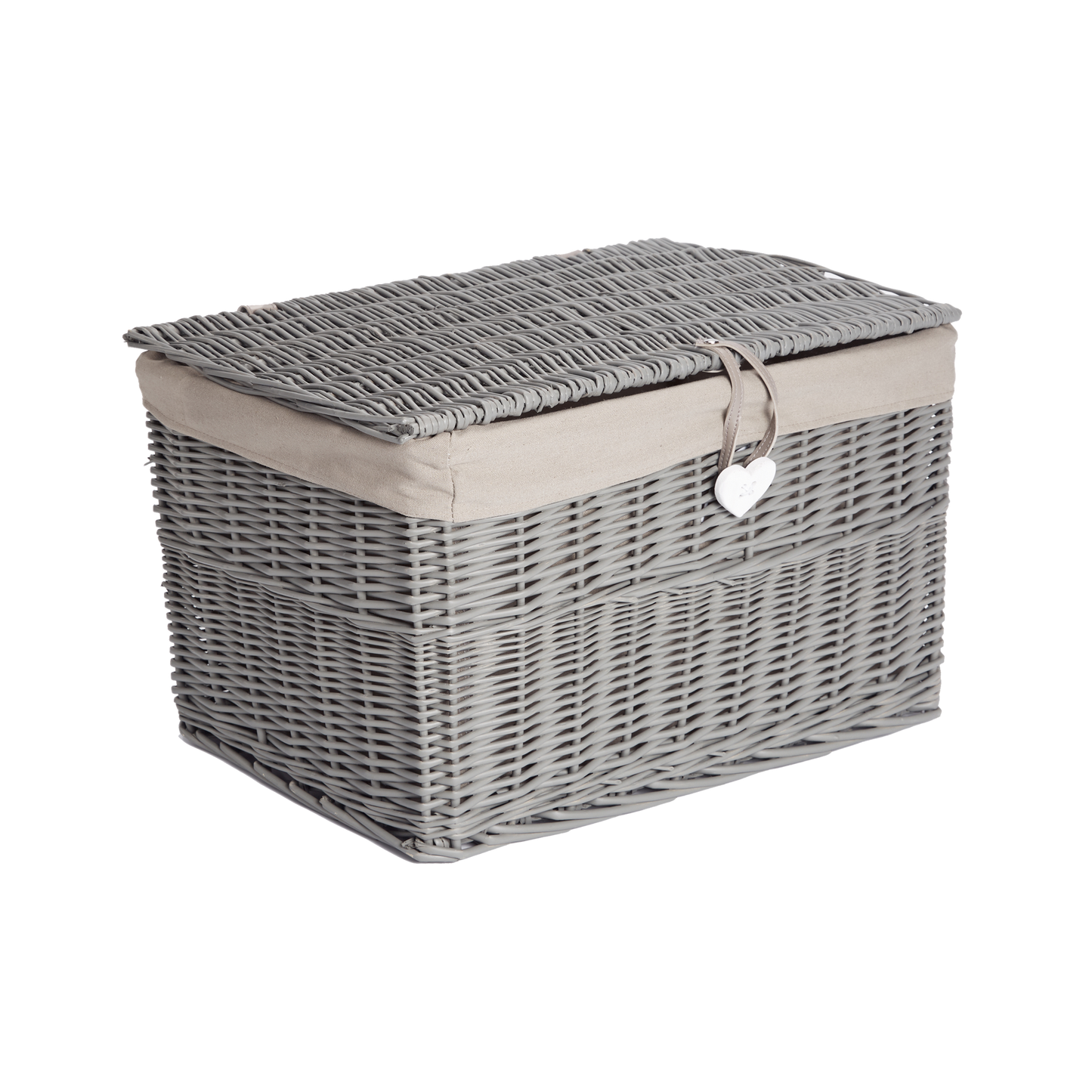 Grey Wicker Storage Hamper with Lining