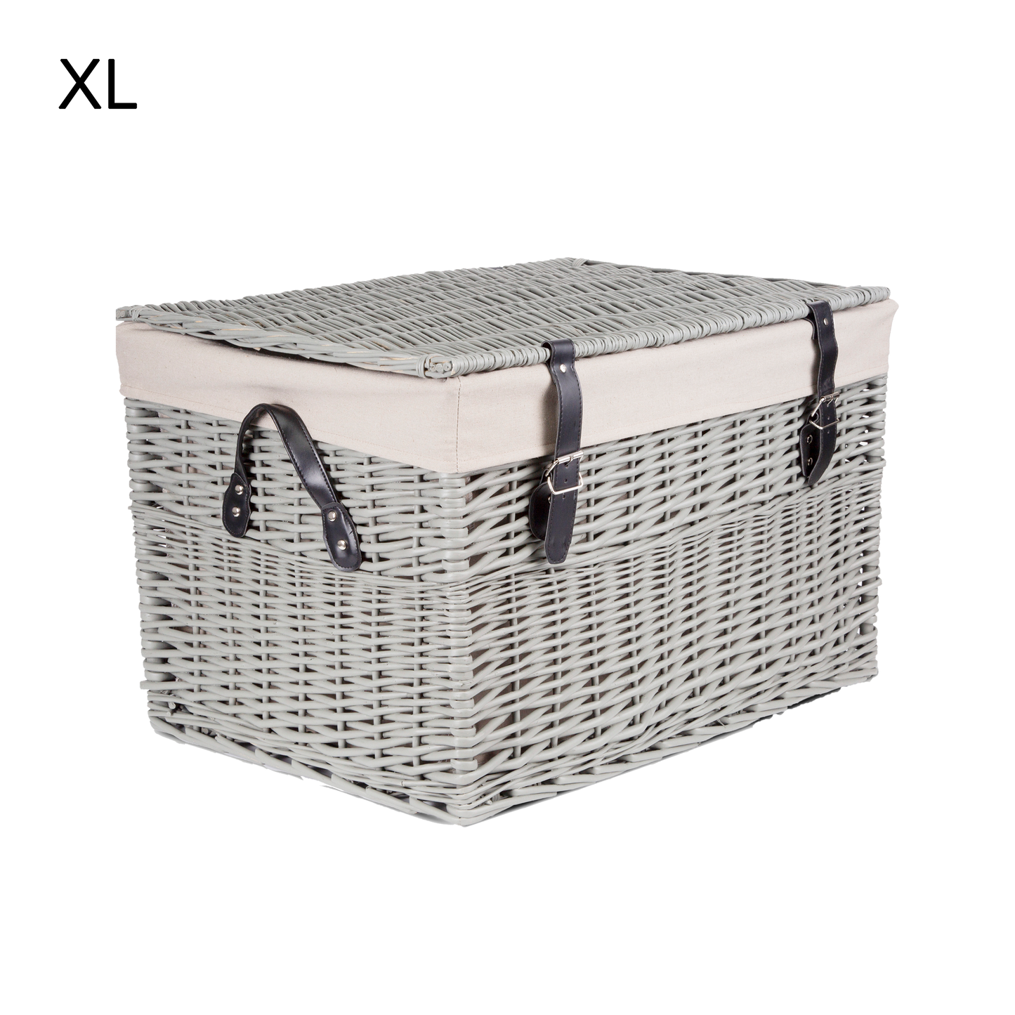 Grey Wicker Storage Hamper with Lining