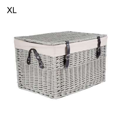 Grey Wicker Storage Hamper with Lining