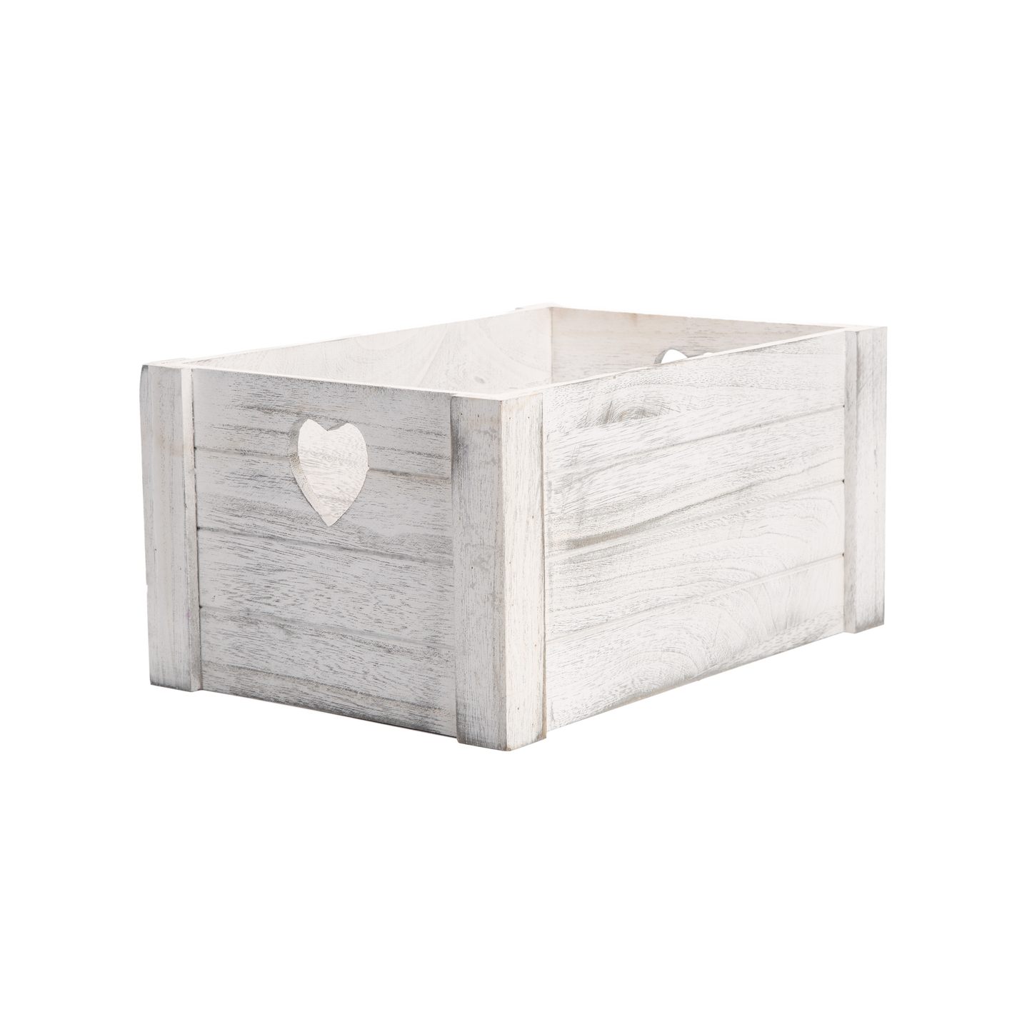 Grey Heart Cut-out Wooden Crate