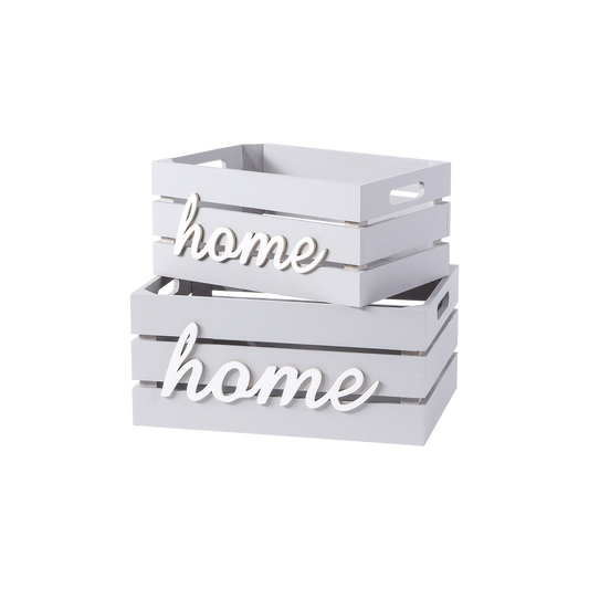 Grey Home Storage Wooden Crate