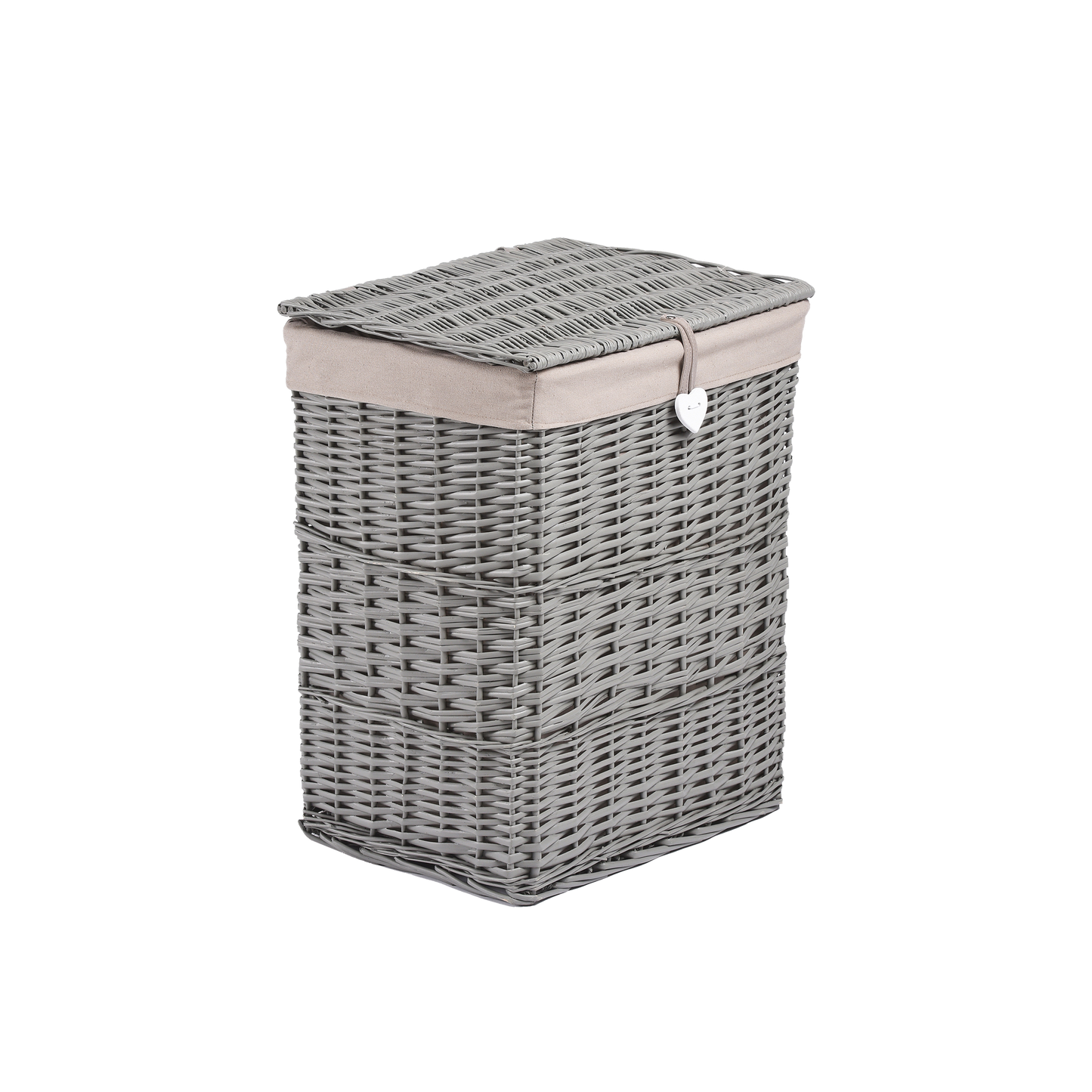 Grey Rectangular Wicker Laundry Basket with Lining