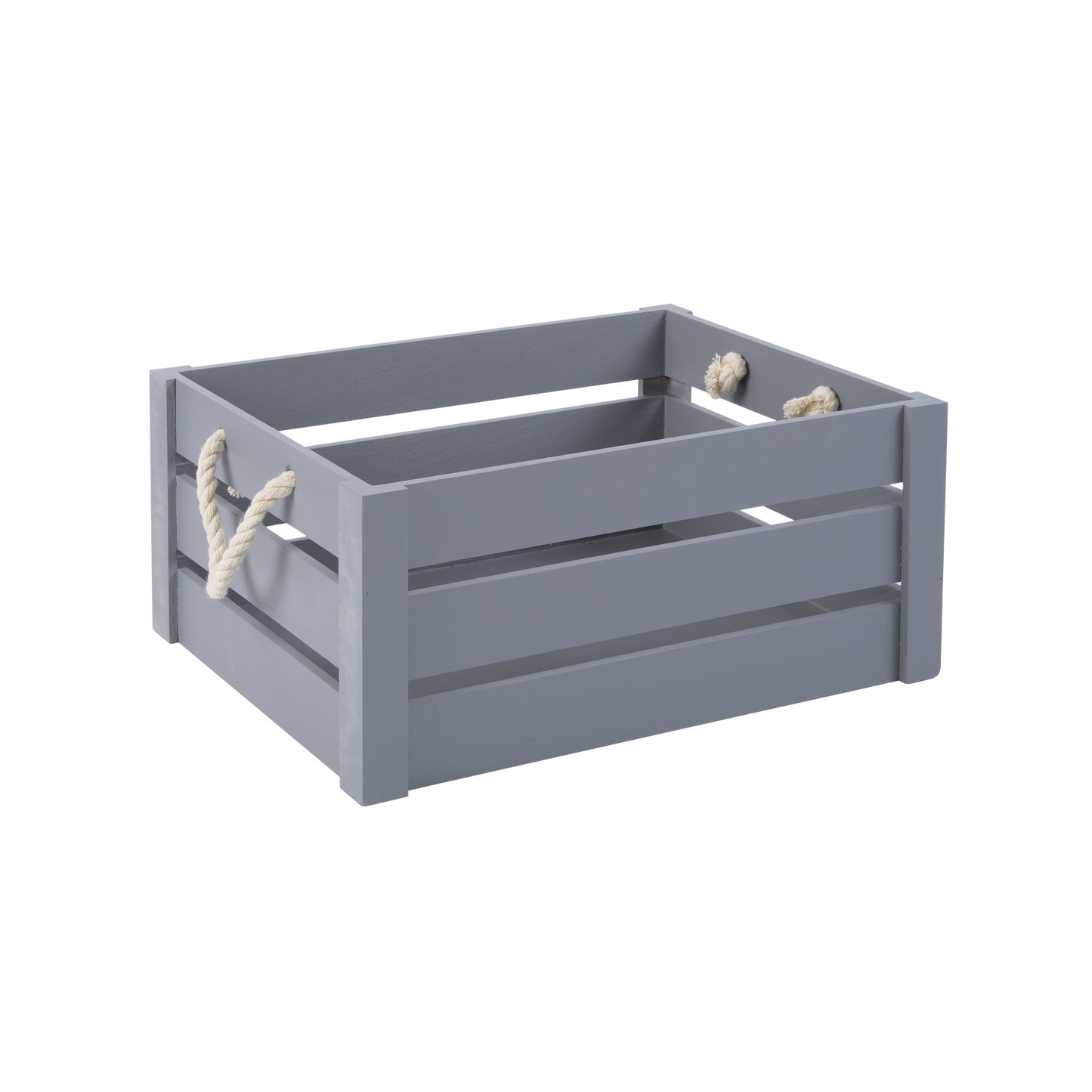 Grey Rope Handled Wooden Crate