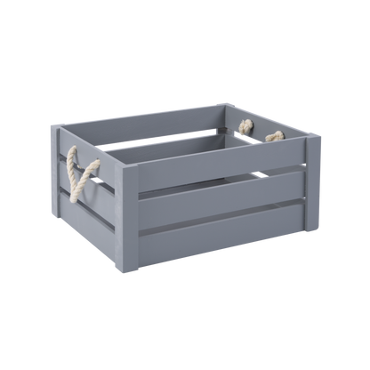 Grey Rope Handled Wooden Crate