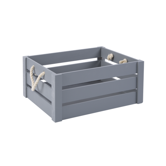 Grey Rope Handled Wooden Crate