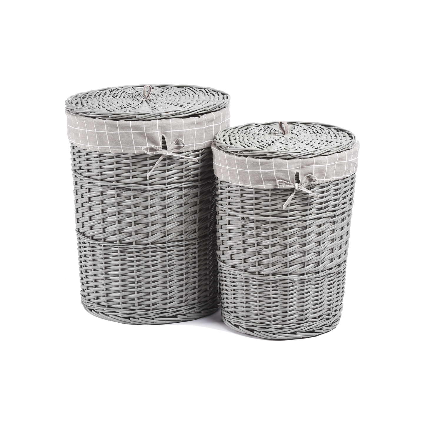 Grey Round Laundry Basket with Lining