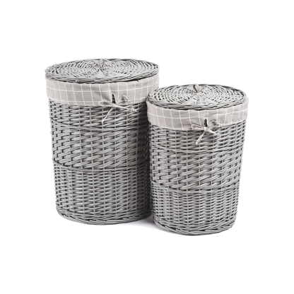 Grey Round Laundry Basket with Lining