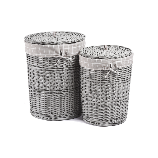 Grey Round Laundry Basket with Lining