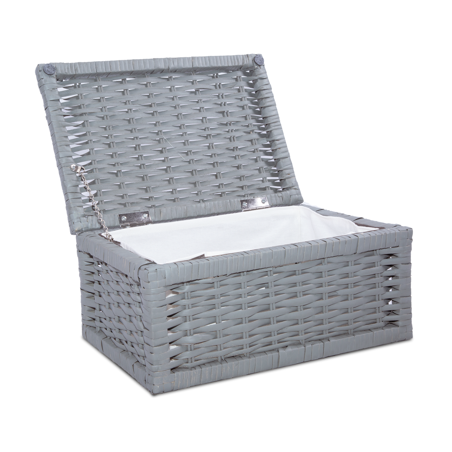 Grey Storage Wicker Hamper with Lining