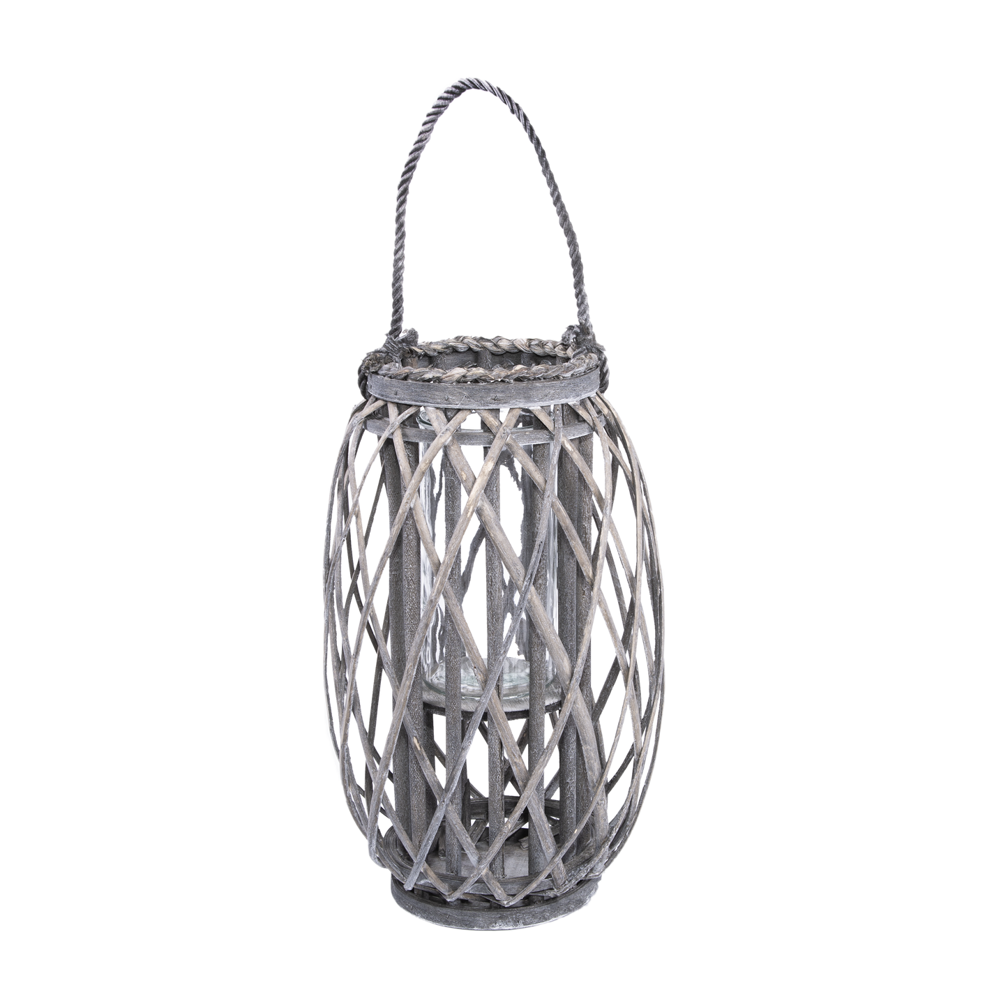 Grey Wash Willow Candle Lantern