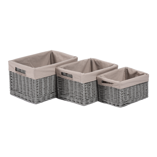 Grey Wicker Storage Basket