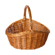 Oval Traditional Wicker Shopping High Handle Basket Storage Basket