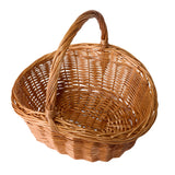 Oval Traditional Wicker Shopping High Handle Basket Storage Basket