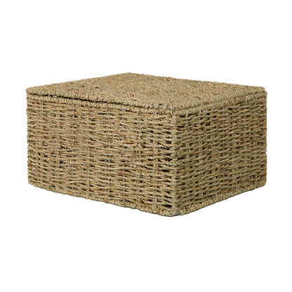 Seagrass Woven Storage Basket With Lid Gift Basket Hamper UnderBed Storage