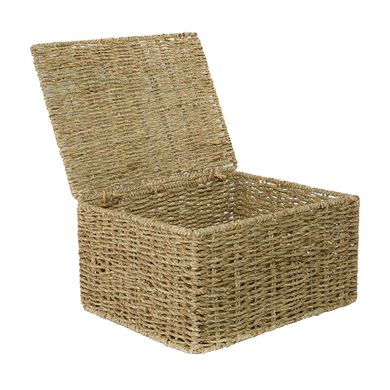 Seagrass Woven Storage Basket With Lid Gift Basket Hamper UnderBed Storage